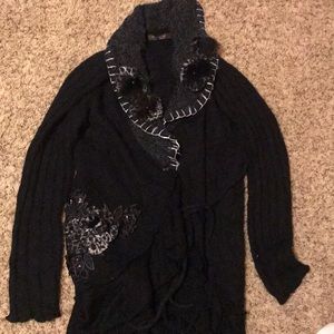 black thick cardigan